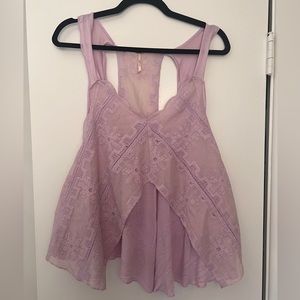 Free People Medium Purple Lace Tank Top